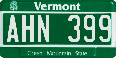 VT license plate AHN399