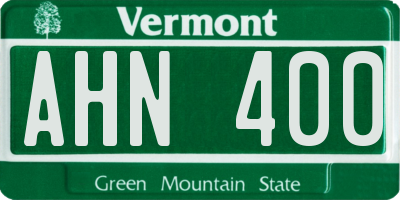 VT license plate AHN400
