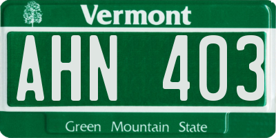 VT license plate AHN403