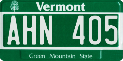 VT license plate AHN405
