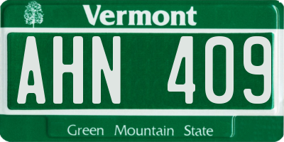 VT license plate AHN409