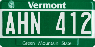 VT license plate AHN412