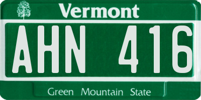VT license plate AHN416