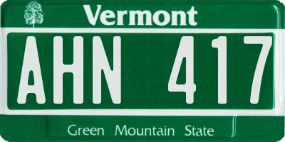 VT license plate AHN417
