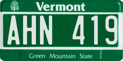 VT license plate AHN419
