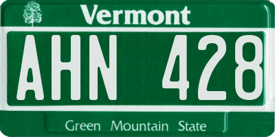VT license plate AHN428