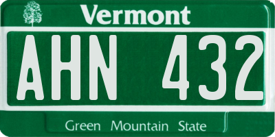 VT license plate AHN432