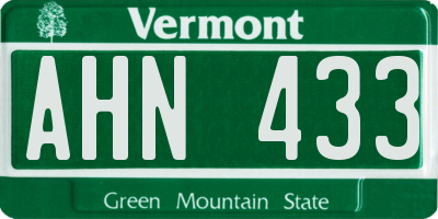 VT license plate AHN433
