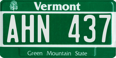 VT license plate AHN437