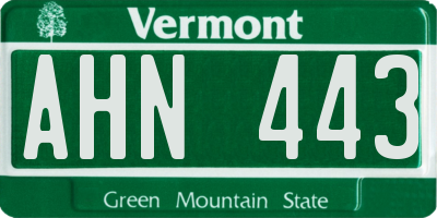VT license plate AHN443