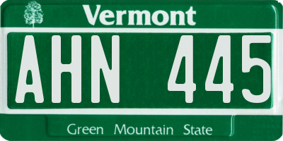 VT license plate AHN445