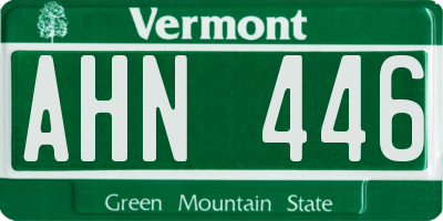 VT license plate AHN446