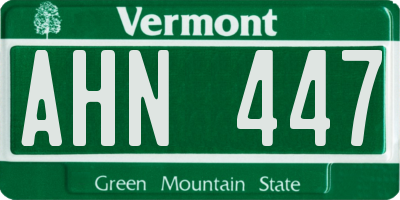 VT license plate AHN447