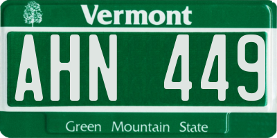 VT license plate AHN449