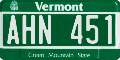 VT license plate AHN451