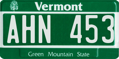 VT license plate AHN453