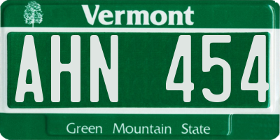 VT license plate AHN454