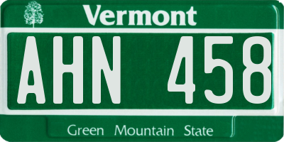 VT license plate AHN458