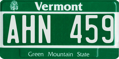 VT license plate AHN459