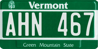 VT license plate AHN467