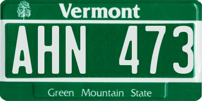 VT license plate AHN473