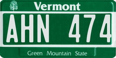 VT license plate AHN474