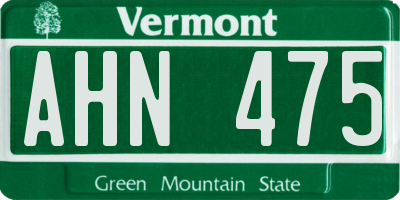 VT license plate AHN475