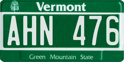 VT license plate AHN476