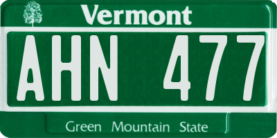 VT license plate AHN477
