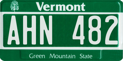 VT license plate AHN482