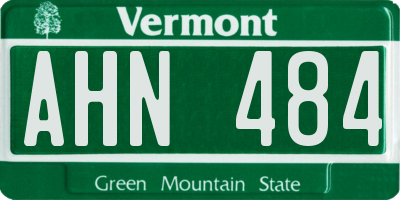VT license plate AHN484