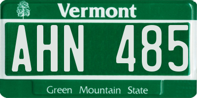 VT license plate AHN485