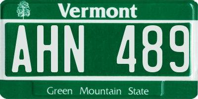 VT license plate AHN489