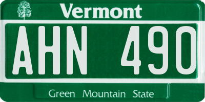 VT license plate AHN490