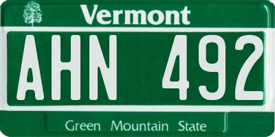 VT license plate AHN492