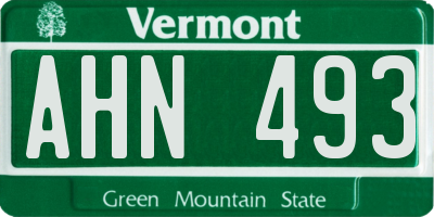 VT license plate AHN493