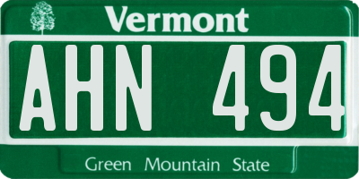 VT license plate AHN494