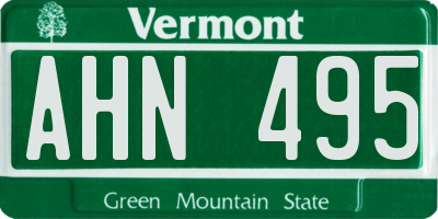 VT license plate AHN495