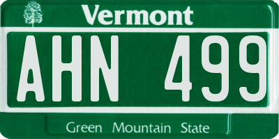 VT license plate AHN499