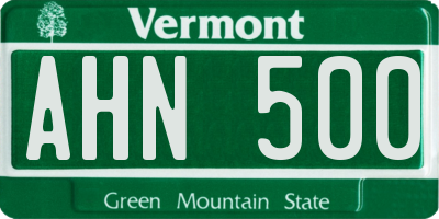 VT license plate AHN500