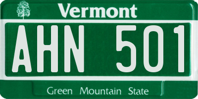 VT license plate AHN501