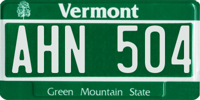 VT license plate AHN504
