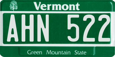 VT license plate AHN522
