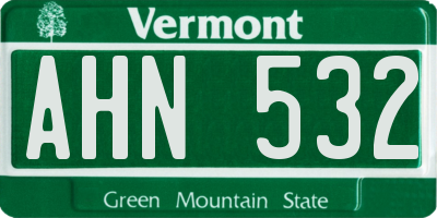 VT license plate AHN532
