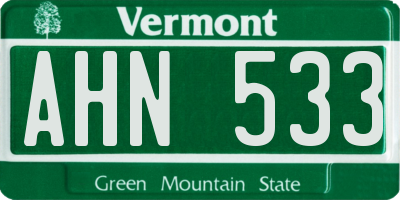 VT license plate AHN533