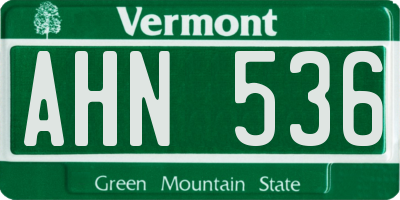 VT license plate AHN536