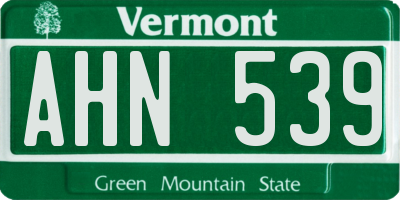 VT license plate AHN539
