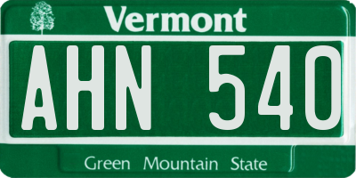 VT license plate AHN540
