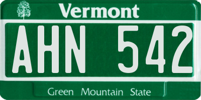 VT license plate AHN542