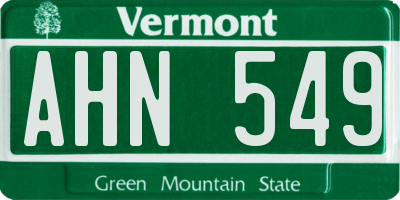 VT license plate AHN549